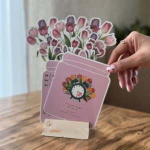 تقویم رومیزی گل پایه چوبی